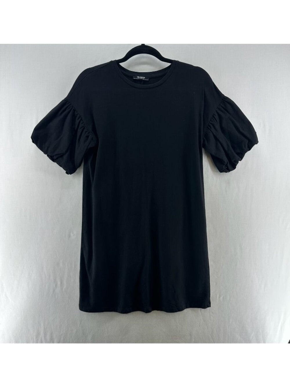Zara Trafaluc Puff Balloon Sleeve T-Shirt Dress Women S Knit Mini Crewneck Black